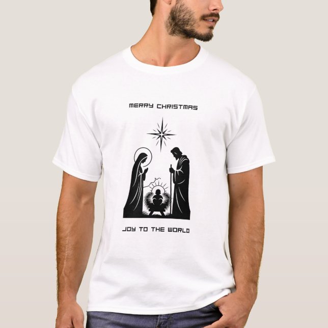 Glädje till världen T-shirt | Minimalistisk julkru (Framsida)