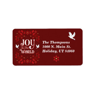 Glädje till världsjulreturetiketter adressetikett