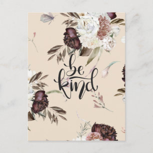 GLÄDJE/ vara snäll Blommig vykortdesigner Vykort