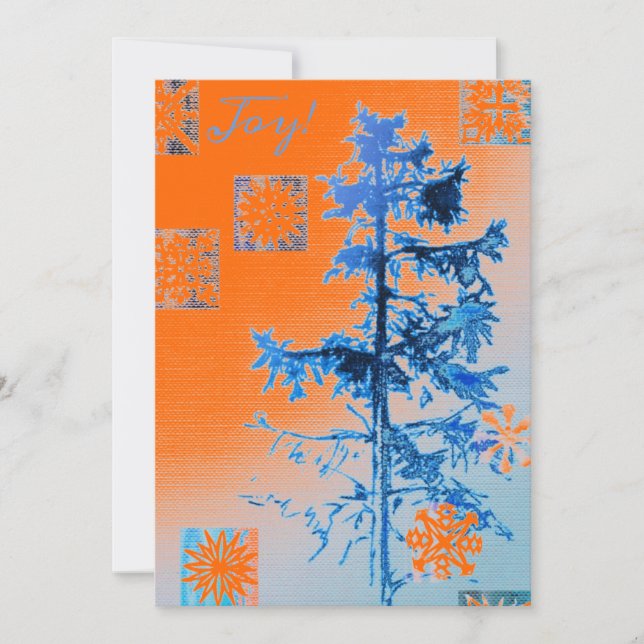 Glädje! Varmt orange årstidsbetalkort Julkort (Framsida)