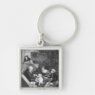 Glädjear av att vara en far, c.1797 fyrkantig silverfärgad nyckelring