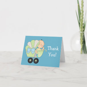 Glädjebunt Baby Shower+Cute Baby Buggy/Blå Tack Kort