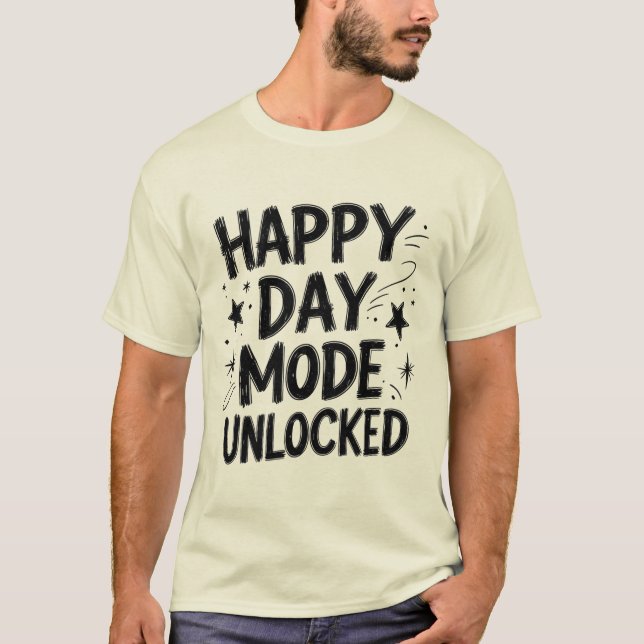 Glädjedagsläge Upplåst Grunge Typografi T-shirt (Framsida)