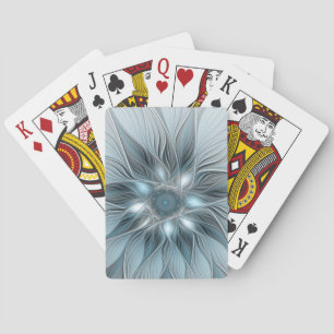 Glädjefull abstrakt blågrå blomma fraktal casinokort
