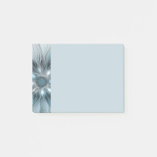 Glädjefull abstrakt blågrå blommig fraktal post-it block