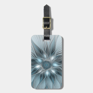 Glädjefull blomsterabstrakt blågrå floral fraktal bagagebricka