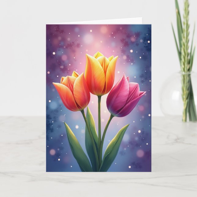 Glädjefull Födelsedagskort med Blommor Kort (Framsida)