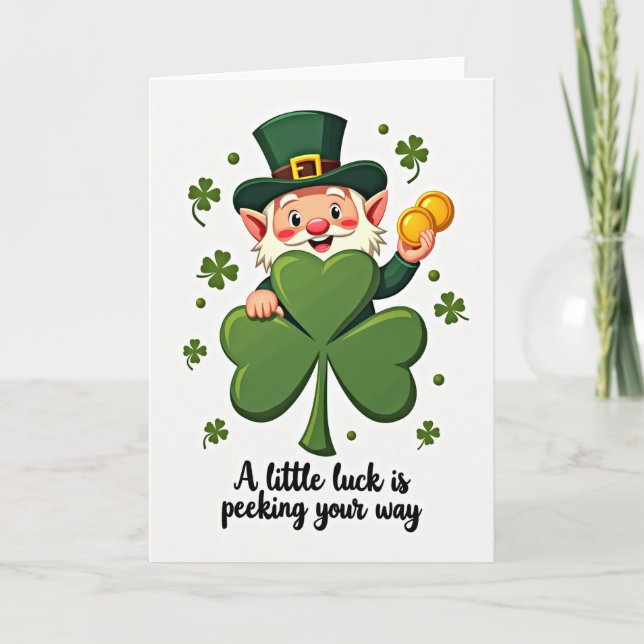 Glädjefull Lucky Leprechaun-kort Kort (Framsida)