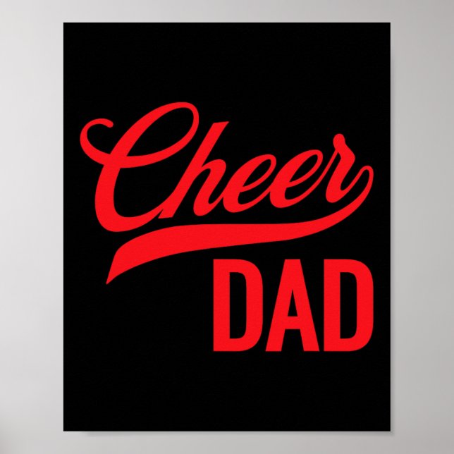Glädjefull Pappa Röd Och Vit Cheerleading Matchand Poster (Framsidan)