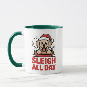 Glädjefull Retriever Jul släde hela dagen Mugg