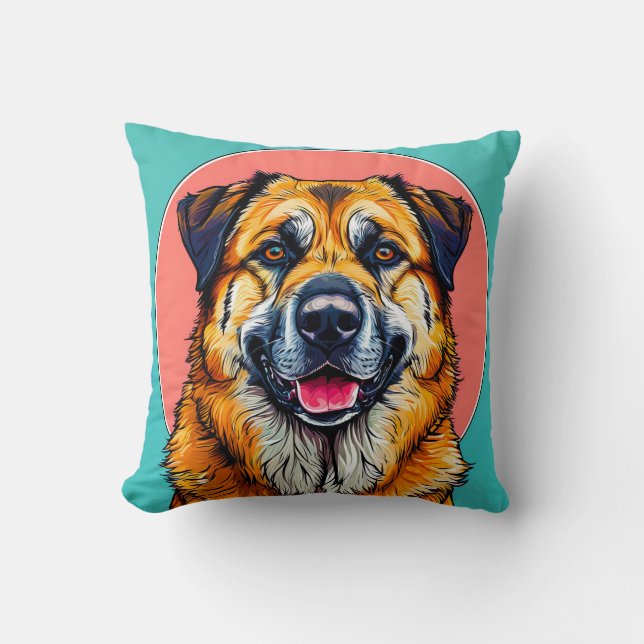 🐾 Glädjefull Valp Pop Art Dekorativ 🐾 Kudde (Framsida)