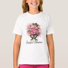 Glädjefulla Blommor Barn Pig Floral T-Shirt