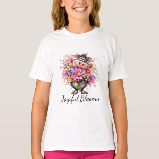 Glädjefulla Blommor Barn Pig Floral T-Shirt