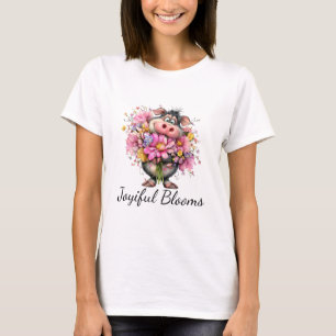 Glädjefulla Blommor Söt Gris Blommig T-Shirt