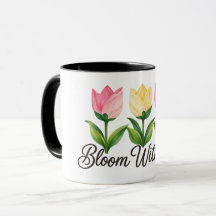 Glädjefulla Rosa Gula Tulpaner Blommig Kaffemugg