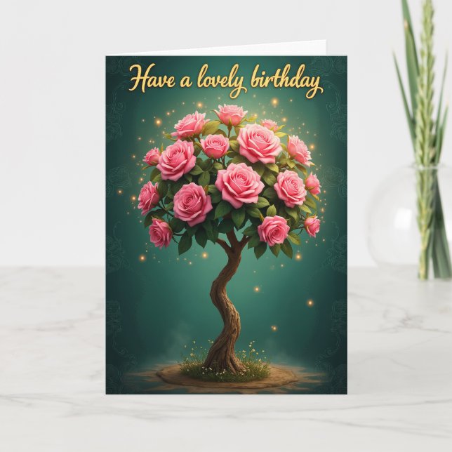 Glädjefullt Rosa Blomkort Kort (Framsida)