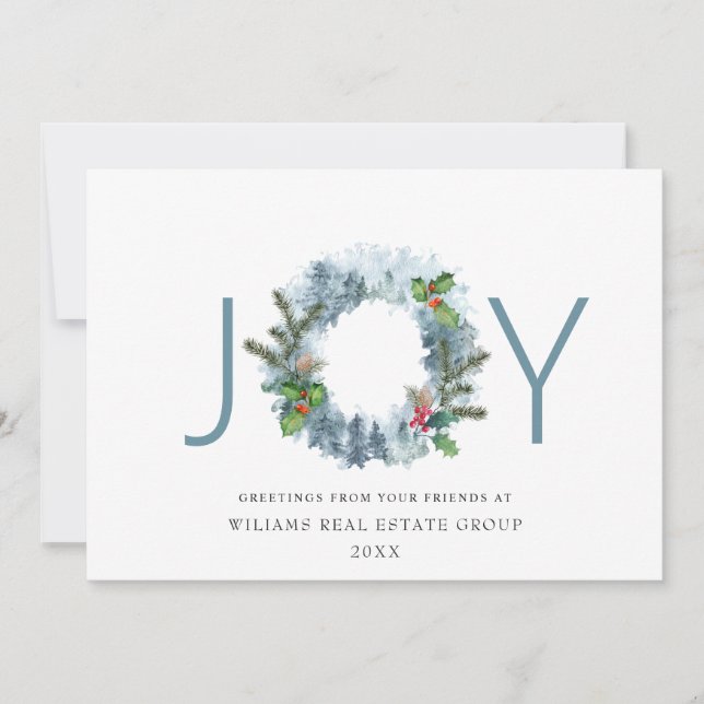 Glädjelandskaps Krans Jul Skog Hälsning Julkort (Framsida)