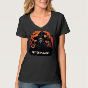Glädjelös Skalle Häxa Halloween Skräck Natt 🕸️ T Shirt