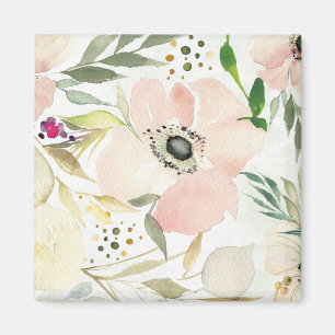 Glädjen av vattenfärgblommönstret för vit magnet