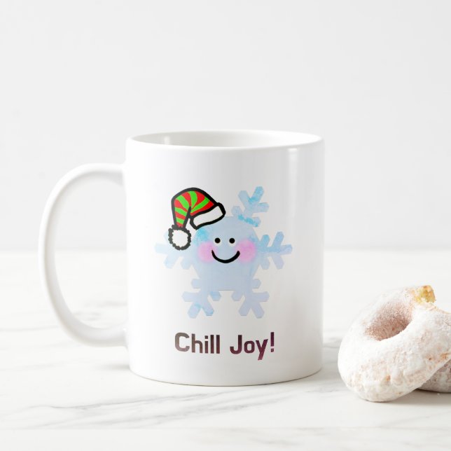 Glädjens leende snöflinga julstämning kaffemugg (Med munk)