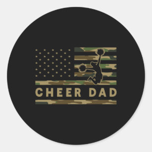 Glädjepappa Camo Amerikansk flagga Cheerleader Sup Runt Klistermärke