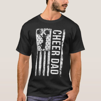 Glädjepappa för Cheerleading Amerikansk Flagga Far T Shirt