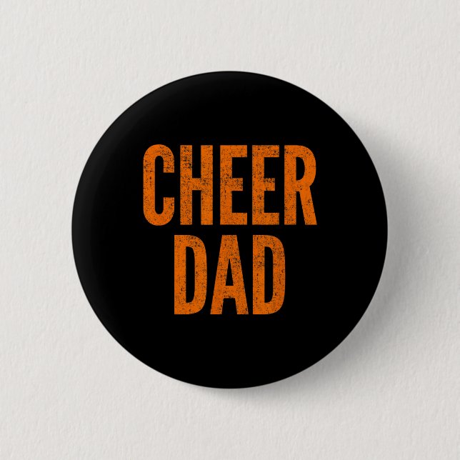Glädjepappa Orange Och Svart Cheerleading Matchand Knapp (Framsida)