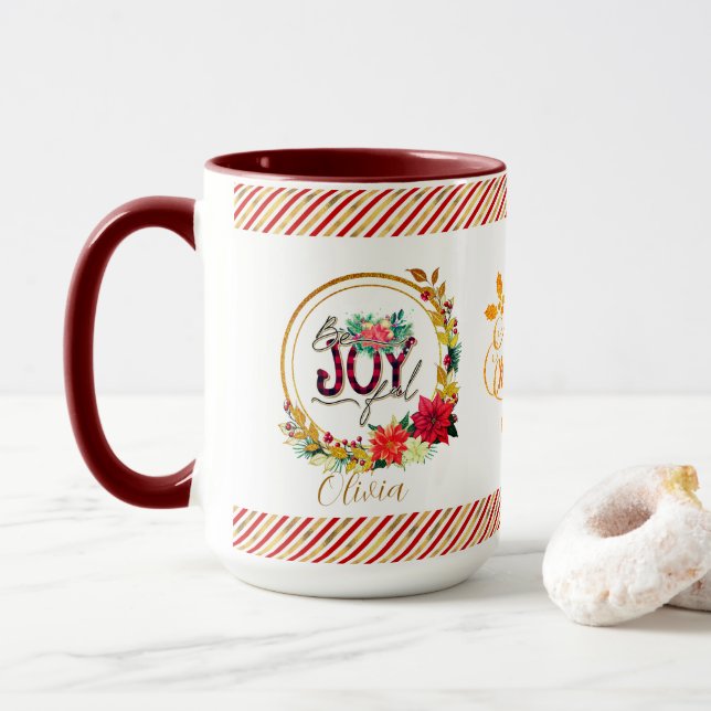 Glädjerik Floral och Plaid Jul Mugg (Med munk)