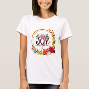 Glädjerik Floral och Plaid Jul T Shirt