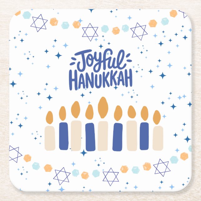 Glädjerik Hanukka Underlägg Papper Kvadrat (Framsidan)