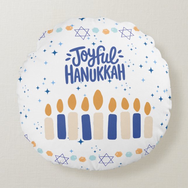 Glädjerik Hanukkah Rund Kudde (Framsidan)