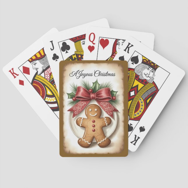 Glädjerik jul med en pepparkaksgubbe casinokort (Baksidan)