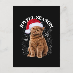 Glädjerik Jul Santa Hatt Katt Jul Vykort