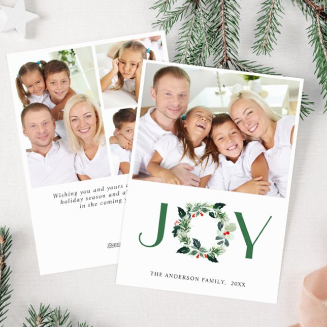 GLÄDJERIK julkrans med järnek Jul FOTO Hälsning Julkort (Skapare uppladdad)