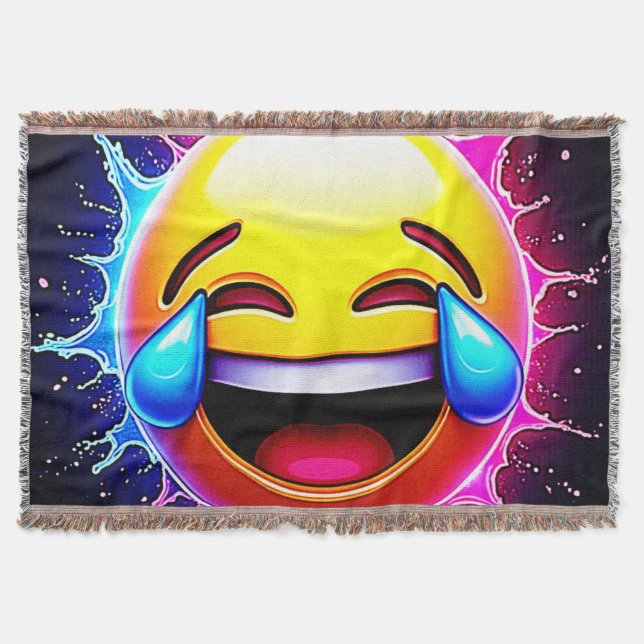 Glädjesprut: Skrattande Emoji-konst Filt (Framsidan)