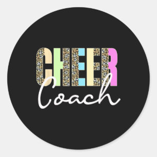 Glädjetränare Leopard Cheerleading Söt Glädjeträna Runt Klistermärke