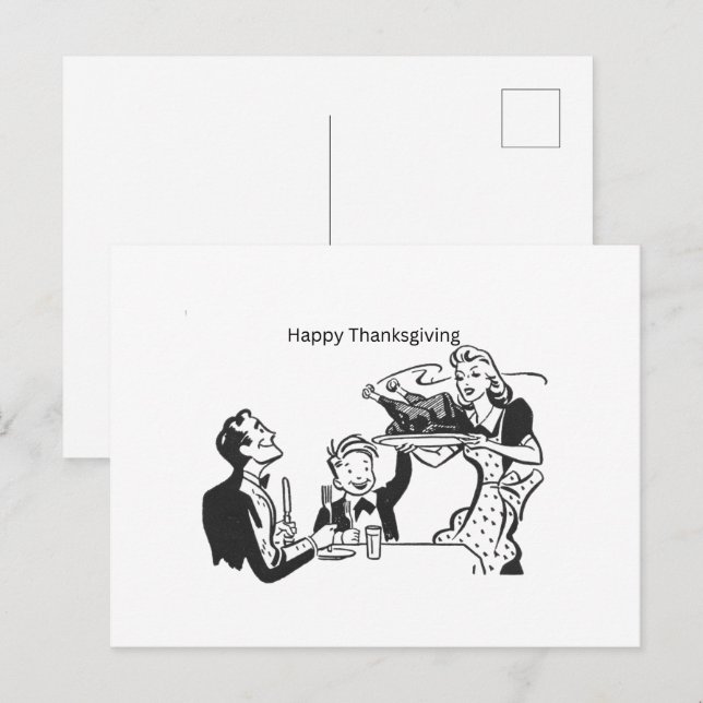 Gladkort för Thanksgiving, vykort (Fram/baksida)