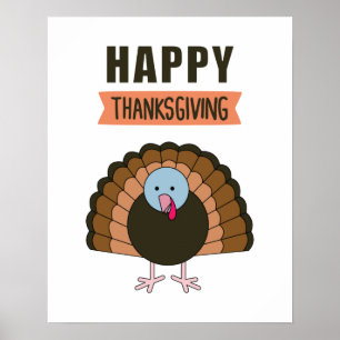 Gladlig Kalkon Gratulerar Thanksgiving Day Semeste Poster