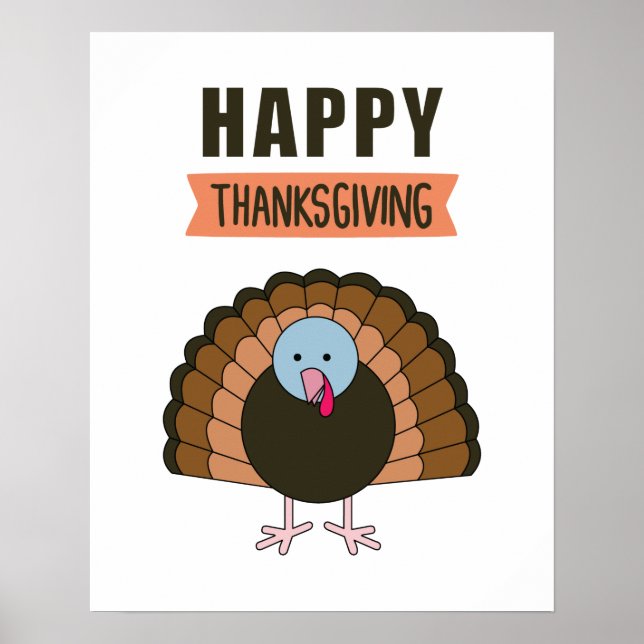 Gladlig Kalkon Gratulerar Thanksgiving Day Semeste Poster (Framsidan)