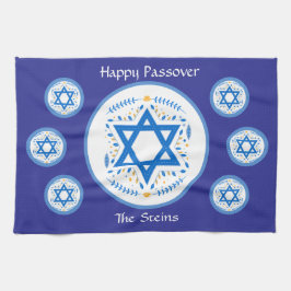 Gladlig PESACH Blå Davidstjärna NAMN  Kökshandduk
