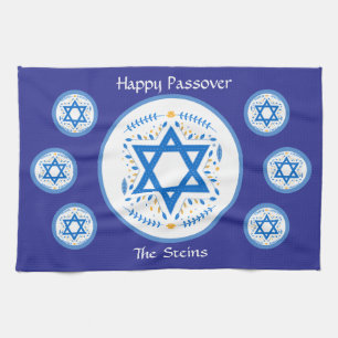 Gladlig PESACH Blå Davidstjärna NAMN Kökshandduk