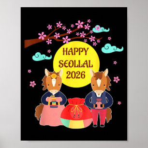 Gladlig Seollal 2026 koreanska lunnyy nyttår för H Poster