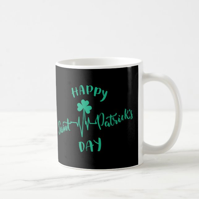 Gladlig St Patricks Day Hjärtbeat puls Shamrock Kaffemugg (Höger)