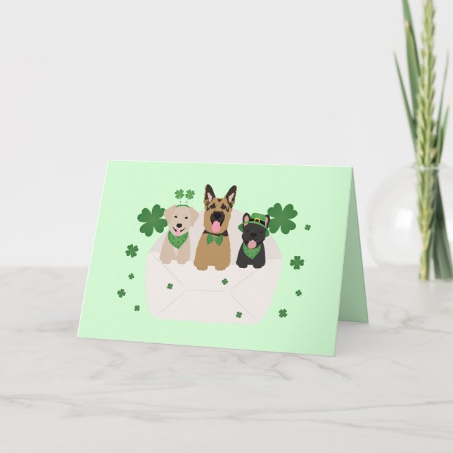 Gladlig St Patricks Day Hundpost Helgkort (Framsida)