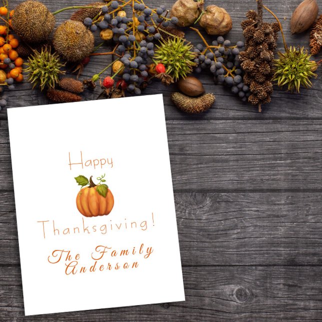 Gladlig Thanksgiving pumpa akvarell  Kort (Skapare uppladdad)
