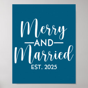 Gladligt gifta 2025 julpar tro design poster