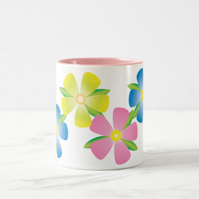 Gladlynt blommor Två-Tonad mugg (Center)