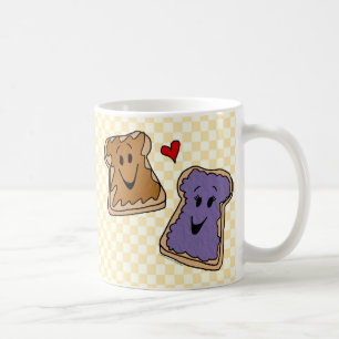 Gladlynt jordnötsmör- och gelétecknadvänner kaffemugg