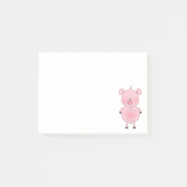 Gladlynt rosa gristecknad post-it block (Framsida)