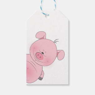 Gladlynt rosa gristecknad presentetikett